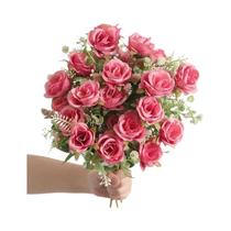 Buquê De Peônias De Seda Branca Rosa 30cm 5 Cabeças Grandes 4 Botões Pequenos Flor Artificial Para