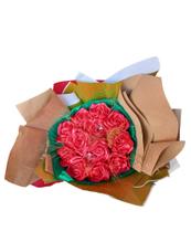 Buquê De Rosa artificial De Cetim Com 12 Botões De Rosa - Eli Presentes e decorações