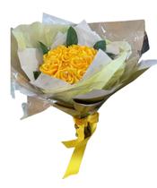 Buquê De Rosa artificial De Cetim Com 12 Botões De Rosa