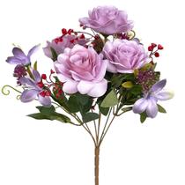 Buquê de Rosa Flores Artificiais Cetim X7 Decorativa