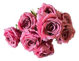 Buquê De Rosa Grande Artificial Com 9 Flor Rosé