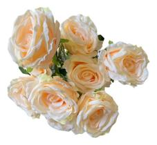 Buquê De Rosa Grande Artificial Com 9 Flore Chá