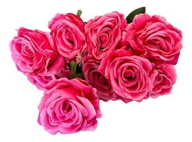 Buquê De Rosa Grande Artificial Com 9 Rosa Pink