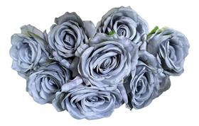 Buquê De Rosa Grande Artificial Com Azul Outono