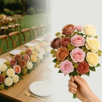 Buque De Rosas Artificiais 7 Flores Decoração Arr Lilás