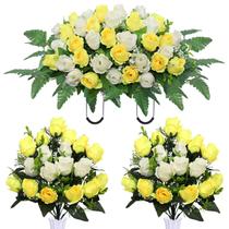 Buquê de rosas artificiais Hibsotco com selas de flores de cemitério Buquê de rosas artificiais Hibsotco com selas de flores de cemitério