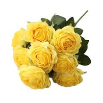 Buquê de rosas artificiais Jasion 10 cabeças, amarelo seda, 40 cm