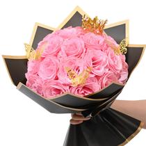 Buquê de rosas artificiais Waipfaru Pink Glitter 24 rosas