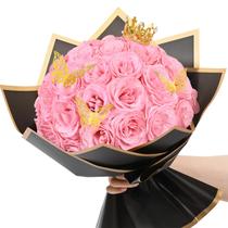 Buquê de rosas artificiais Waipfaru Pink Glitter 36 rosas