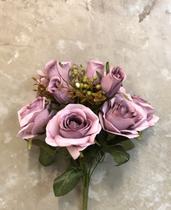 Buque de Rosas com botões - 38x18x16cm - Lilás - Flórida Decorações