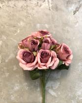 Buque de Rosas com botões - 38x18x16cm - Rosa Antigo - Flórida Decorações