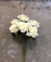 Buquê de Rosas Outonal com 9 Flores- 40x13x10cm - Branco - Flórida Decorações
