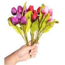 Buquê De Tulipa Artificial Decoração Flores 35cm
