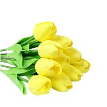 Buque De Tulipas Amarelo Real Ao Toque Com 10 Unidades