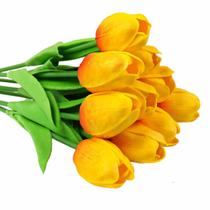 Buque De Tulipas Laranja Real Ao Toque - 10 Unid