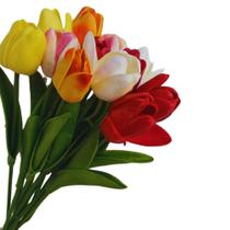Buquê de Tulipas Permanentes Cores Mistas Toque Real 12 Unidades. Buquê de Tulipas Permanentes Cores Mistas Toque Real 12 Unidades.