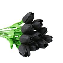 Buque De Tulipas Pretas Real Ao Toque Com 10 Unidades Buque De Tulipas Pretas Real Ao Toque Com 10 Unidades