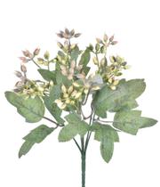 Buque decorativo com berries marrom e folhas verdes