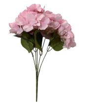 Buque Flor Hortência Artificial 5 Galhos Rosa 46cm -Premium