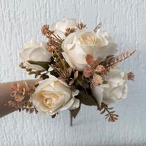 Buquê Flores Rosas Outonadas Artificial Qualidade Realismo Decoração