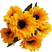 Buque Girassol 7 Flores 36cm Artificial Realista Detalhada