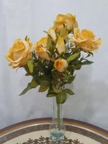 Buque grande de rosas cor creme permanentes 12 flores - FERTIN