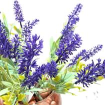 Buquê Lavanda Silicone Arranjo Lavanda com 5 ramos Luxo Artificial