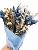 Buque Misto De Flores Desidratadas Decoração Azul - Stop Flores