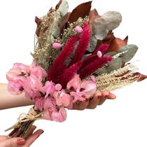 Buquê Mix De Flores Desidratadas Rosa Elegância E Delicadeza