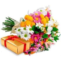 Buque Mix de Flores do Campo com Caixa de Chocolate