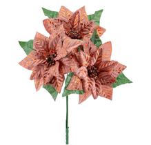 Buquê Natal Bico de Papagaio Lamê Rosê Gold 3 Flores 35cm