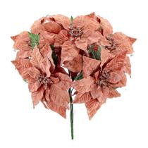 Buquê Natal Bico de Papagaio Lamê Rosê Gold 5 Flores 38cm - Yangzi