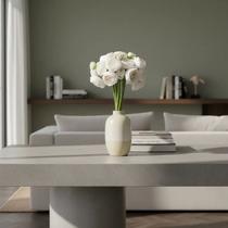 Buquê Peônia Flor Artificial Para Decoração Realista Grande Cor:Branco Buquê Peônia Flor Artificial Para Decoração Realista Grande Cor:Branco