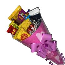 Buquê Pequeno Rosa C/ Chocolate