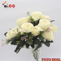 Buquê Rosa Envelhecido Galho C/9 Flores Artificial Casamento