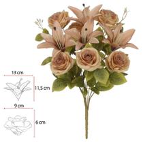Buque Rosa Lirio Artificial 53cm Cha Outono - DA