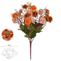 BUQUE ROSA X18 (LARANJA 2T OUTONO) 33cm - Flor Arte