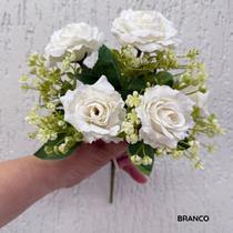 Buquê Rosas Flores Artificial Mini Qualidade Realismo Decoração Luxo