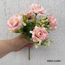 Buquê Rosas Flores Artificial Mini Qualidade Realismo Decoração Luxo