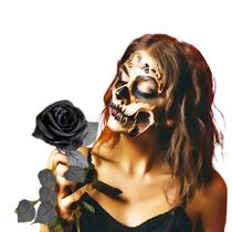Buquê Rosas Negras Artificiais Decoração Festa Halloween: Kit com 3 Rosas