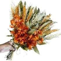 Buquê Rústico Elegante Mix Flores Secas Preservadas Laranja