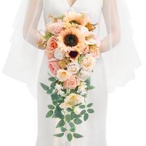 Buquês de casamento Serwalin 28 cm Bridesmaid Champagne Buquês de casamento Serwalin 28 cm Bridesmaid Champagne
