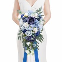 Buquês de casamento Serwalin para noiva, dama de honra, azul empoeirado