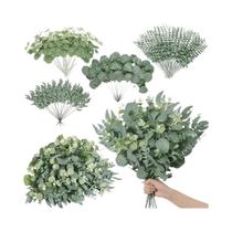 Buquês De Flores Artificiais Mistas 50PCS Folhas De Eucalipto Ramos De Salgueiro Prateado Para