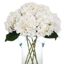 Buquês de flores de hortênsia de seda artificial, 6 peças - brancos