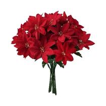 Buquês De Flores De Poinsettia Vermelha De Natal, 1/3 Pacotes, Flores Artificiais Para Casa, Jardim, Buquês De Flores De Poinsettia Vermelha De Natal, 1/3 Pacotes, Flores Artificiais Para Casa, Jardim,