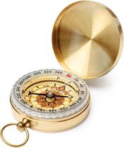 Bússola de Bolso Compacta JSD em Metal Dourado para Trilhas