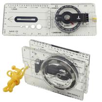 Bússola Direcional Dobrável Lorben para Mapa com Escala Régua Lupa Cordão Camping Sobrevivência GT6145