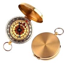Bússola Retro Tipo Relógio de Bolso Bronze 5 cm Luz Fosforescente Analógica para Aventuras ao Ar Livre NORVIX
