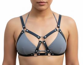 Bustiê vazado com triângulo central BT048 Couro Legítimo